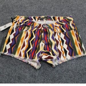 NWT Big Star 1974 Remy Low Rise Fit Colorful Print Denim Shorts‎ Size 26